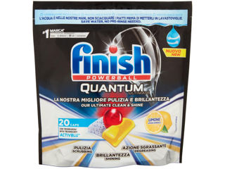 Detergent Capsule Pentru Masina De Spălat Vase Finish Quantum Ultimate Limon, 20 Spălări