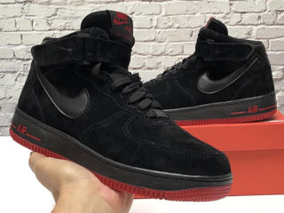 Nike Air Force 1 High Suede Black/Red  cu blana / с мехом foto 5