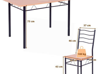 Set de masa si scaune Costway (Wood/Black) foto 3