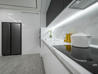 Bucătărie liniară în stil modern, Rimobel, MDF vopsit lucios, culoare Alb foto 6