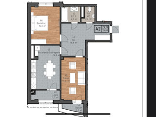 Apartament cu 2 camere, 76 m², Periferie, Ialoveni foto 8