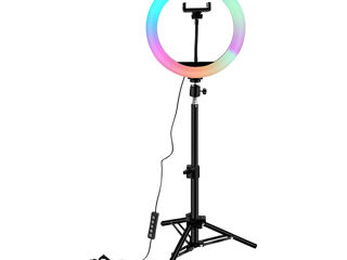 Selfie Ring RGB Light 16" with Tripod 2.1m, Bag and Remote Control