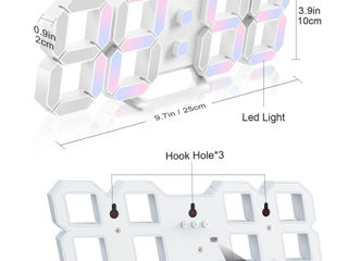 Часы-Мультиколор 10 режимов-Хамелеон=3D=LED с пультом. Показывают температуру в комнате. foto 6