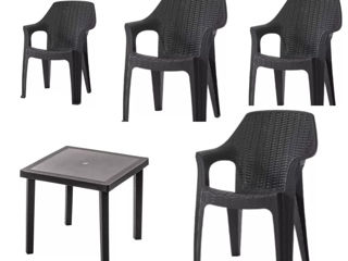 Set pentru gradina Masa INFINITY, 80x80x74,5 cm + 4 scaune