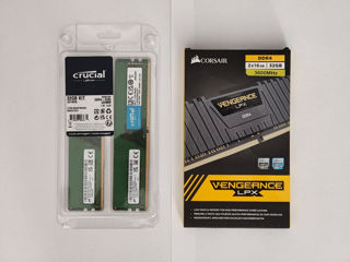 RAM PC DDR4 32GB (2x16GB 3200mhz & 3600mhz) Crucial & Corsair / Noi Sigilate / New Sealed