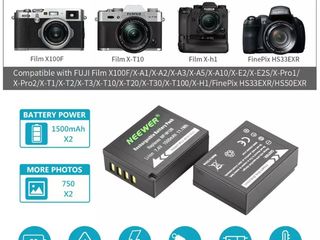 Аккумуляторы NP-W126 для Fuji X-Pro1, X-Pro2, X-T1, X-T2, X-T3, X-T10, X-T20, x-T30, X-T100 / X-H1 foto 2