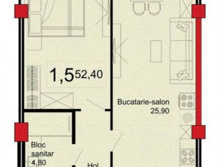 Apartament cu 1 cameră, 52 m², Telecentru, Chișinău foto 5