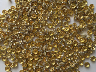 Золотые рондели (шайбочки) со стразами, разделители для изготовления ювелирных изделий ручной работы