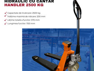 Transpalet manual hidraulic cu cântar Handler 2500 kg /Ручная гидравлическая тележка с весами foto 4