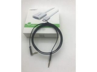 Cablu Auxiliar Audio Jack 3.5 mm, 1m Ugreen, Fir Plat, Negru + Gri (10597) foto 3