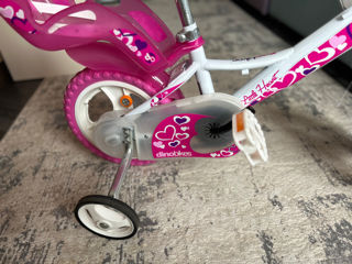 Bicicleta copii Dino Bikes 12' Little Heart alb si roz foto 7