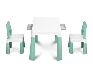 Toyz Monti Set masuta cu 2 scaunele din plastic, mint foto 1