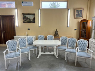 Masa alba cu 8 scaune,produs din lemn, Белый стол с 8 стульями, деревянное изделие, foto 19