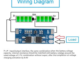 BMS Li-ion 2S 7.4V 8.4V 1650 20A Without balancer, Color Blue foto 3