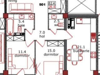 Apartament cu 2 camere, 82 m², Buiucani, Chișinău foto 4