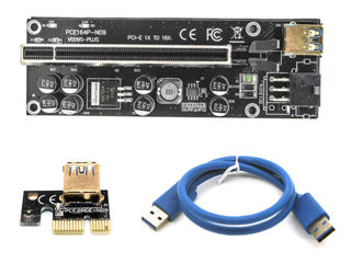 Riser Ver 009s Plus 1x6pin, pci-e 1x to 16x, usb 3.0 - Райзер для видеокарт 8 конденсаторов
