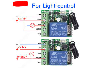 Releu 12V DC 1 canal Telecomandă RF fără fir Comutator Transmițător Receptor Telecomandă 433MHz Rele foto 3