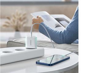 Incarcator Priza Ugreen 60450, Port USB-C 3.0, QC 4.0 / 3.0 / 2.0, Europa, 20W, Alb (FARA CABLU) foto 2