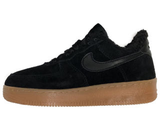 Nike Air Force 1 Low Suede Black Gum cu blana / с мехом foto 2