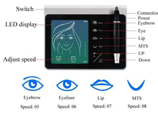 Aparat/ masina pentru tatuaj permanent cu functie Dermapen. Ace microblaiding si accesorii фото 5