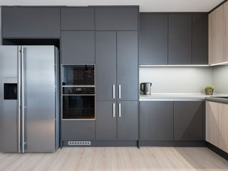 Современная Г-образноя кухня Rimobel, МДФ матовый, цвет Серый