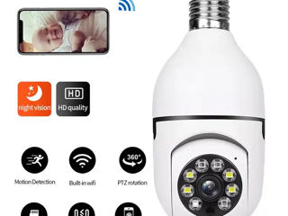 IP Camera Besder Bulb E27 Wi-Fi Smart Camera 2MP 1080P, White foto 5