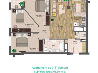 Panoramic, Melestiu, 3 camere + living, 93 mp, 65000 € ! foto 2