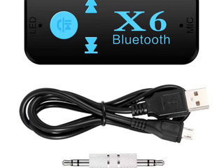 Aux Audio Adapter 3.5mm + Bluetooth X6 - Блютуз Адаптер + Музыка + Громкая связь в Автомобиль foto 1