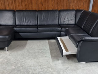 Canapea forma U din piele naturală + funcția pat  foto 2