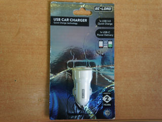 Авто прикуриватель  Dual Car charger - Quick charger - black white foto 2