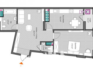Apartament cu 1 cameră, 63 m², Centru, Ialoveni foto 2