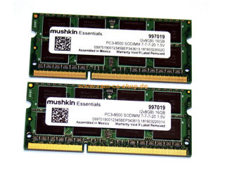 Оперативная память (2 x 8GB) SODIMM Mushkin Essentials DDR3 8Gb 1066MHz PC3-8500S