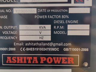 Generator Electric Ashita Power AG3-50 (50kva=40kw) cu TVA foto 5