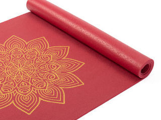 Mat Pentru Yoga  Bodhi Yoga Rishikesh  Premium 60 With Golden Mandala Burgundy foto 1