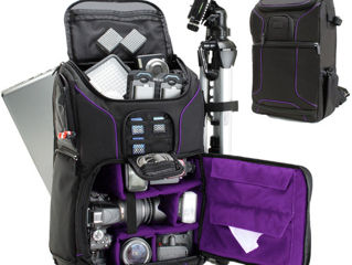 Рюкзак USA GEAR S17 DSLR Camera Backpack Black-Purple Interior foto 4