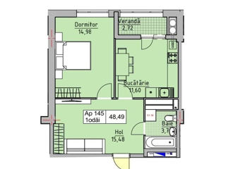 Apartament cu 1 cameră, 49 m², Poșta Veche, Chișinău foto 2