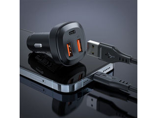 Încărcător auto din metal cu trei porturi ACEFAST B9 66W(2USB-A+USB-C). foto 2