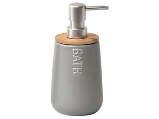 Диспенсер Для Мыла Bath 410Ml, Сер, Крышка Бамбук, Керамика