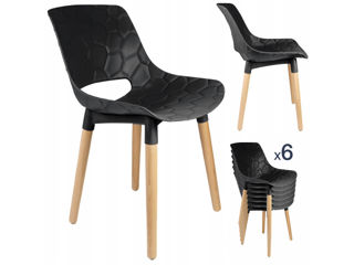 SET 6 Scaune scandinav JUMI DAVIS (negru)