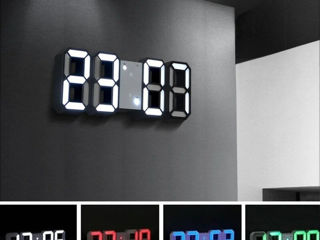 3D LED=Хамелеон=Мультиколор=большие настенные часы-показ-температуру есть будильник. Часы с пультом!