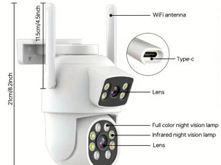 IP Camera Besder PTZ 4MP (2MP+2MP) EU Plug, White foto 6