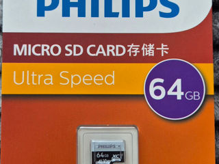 Card memorie Micro SD card, Philips, Ultra Speed, 64Gb.