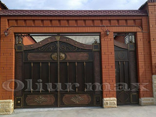 Porți, garduri, balustrade, copertine , gratii, uși metalice și alte confecții din fier forjat.