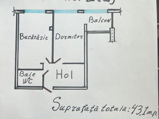 Apartament cu 1 cameră, 43 m², Durlești, Chișinău foto 18