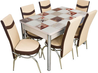 Set de masa cu scaune VLM Kelebek II (6 scaune) 0391, cu livrare gratuită!