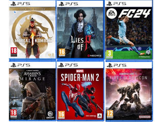 FC 24(FIFA 24), Mortal kombat 1, Spider-man 2, Lies of P, Assassin's creed mirage ps4-ps5