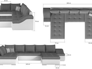 Canapea în forma de U de calitate premium 120x295 foto 8