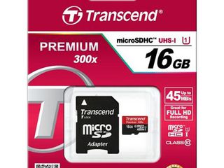 Noi sigelate cu garantie 16GB MicroSD (Class 10)+SD adapter,Transcend "TS16GUSDHC10"(R/W:47/16MB/s) foto 1