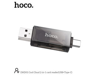 Cititor de carduri HOCO DHD01 Cool Cloud 2-în-1 (USB+Type-C) foto 4