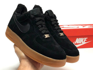 Nike Air Force 1 Low Suede Black Gum cu blana / с мехом